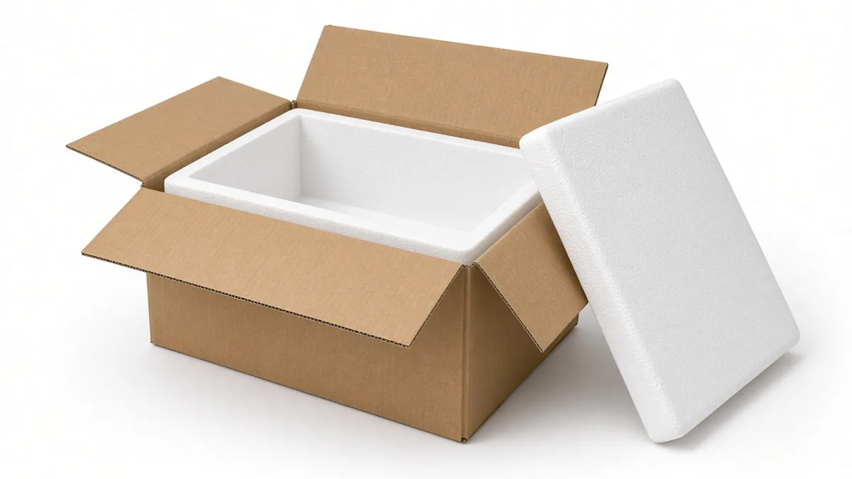 Insulated shipping box: corrugated carton with EPS foam cooler insert